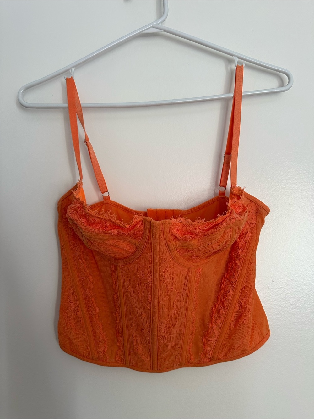 Beginning Boutique Orange Lace Corset Bustier Top